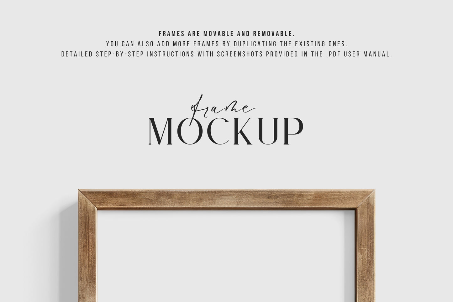 Thick Wooden Frame Mockup 3:4 Portrait Vertical Frame Mockup PNG + PSD Template