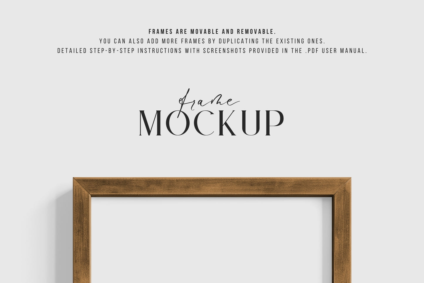 Thick Wooden Frame Mockup 3:4 Portrait Vertical Frame Mockup PNG + PSD Template