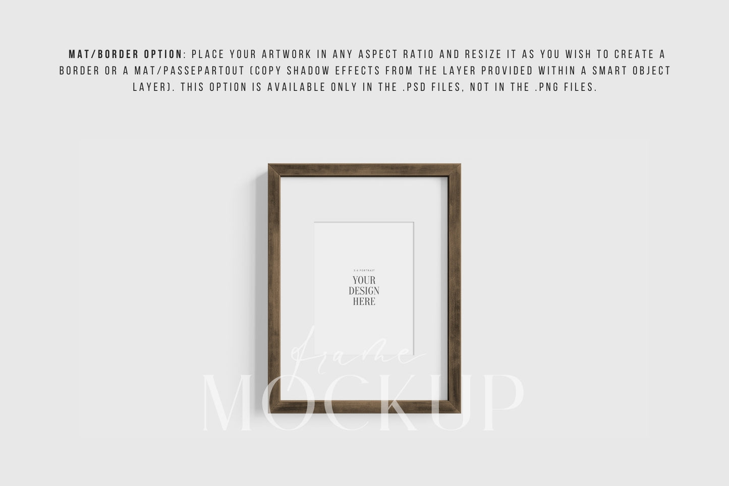 Thick Wooden Frame Mockup 3:4 Portrait Vertical Frame Mockup PNG + PSD Template