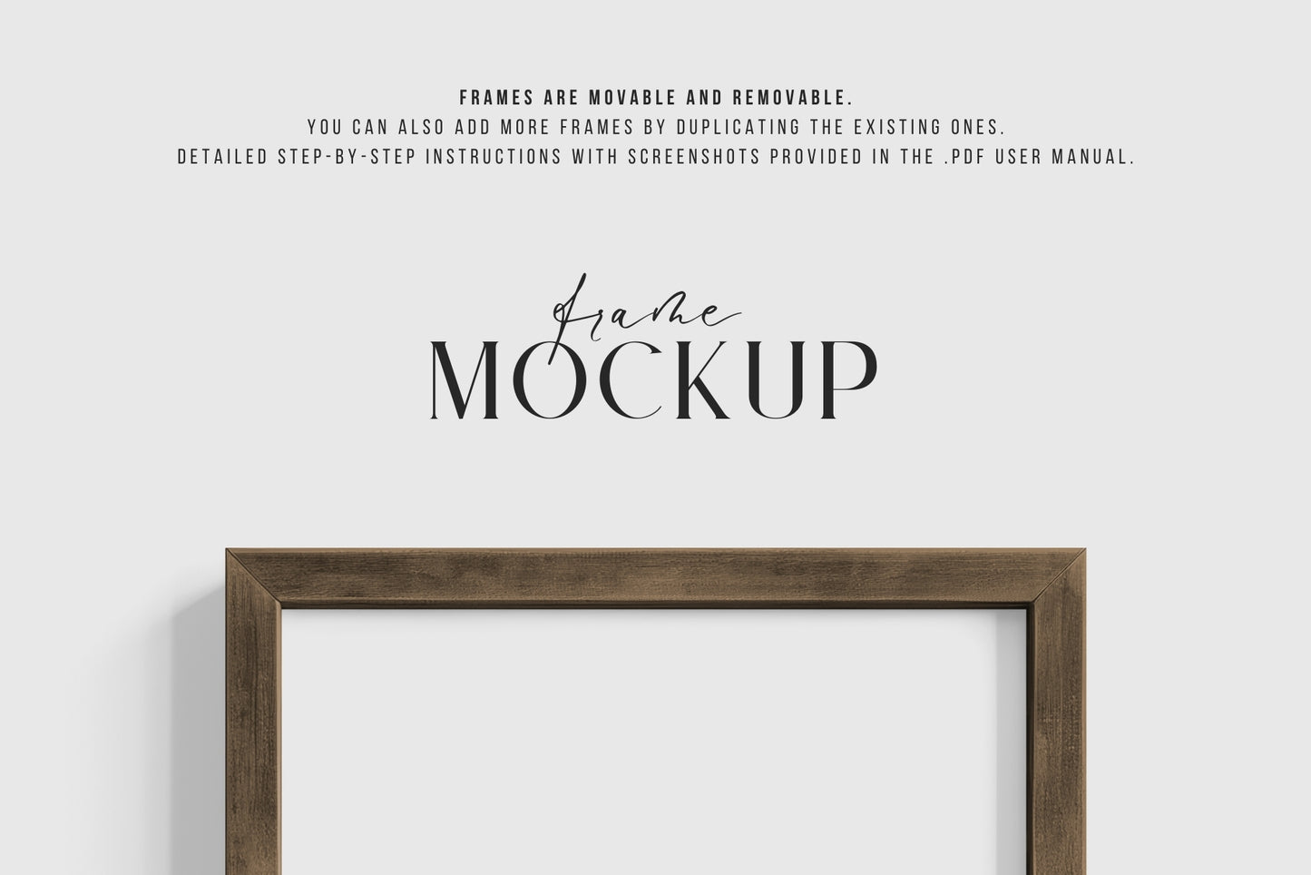 Thick Wooden Frame Mockup 3:4 Portrait Vertical Frame Mockup PNG + PSD Template