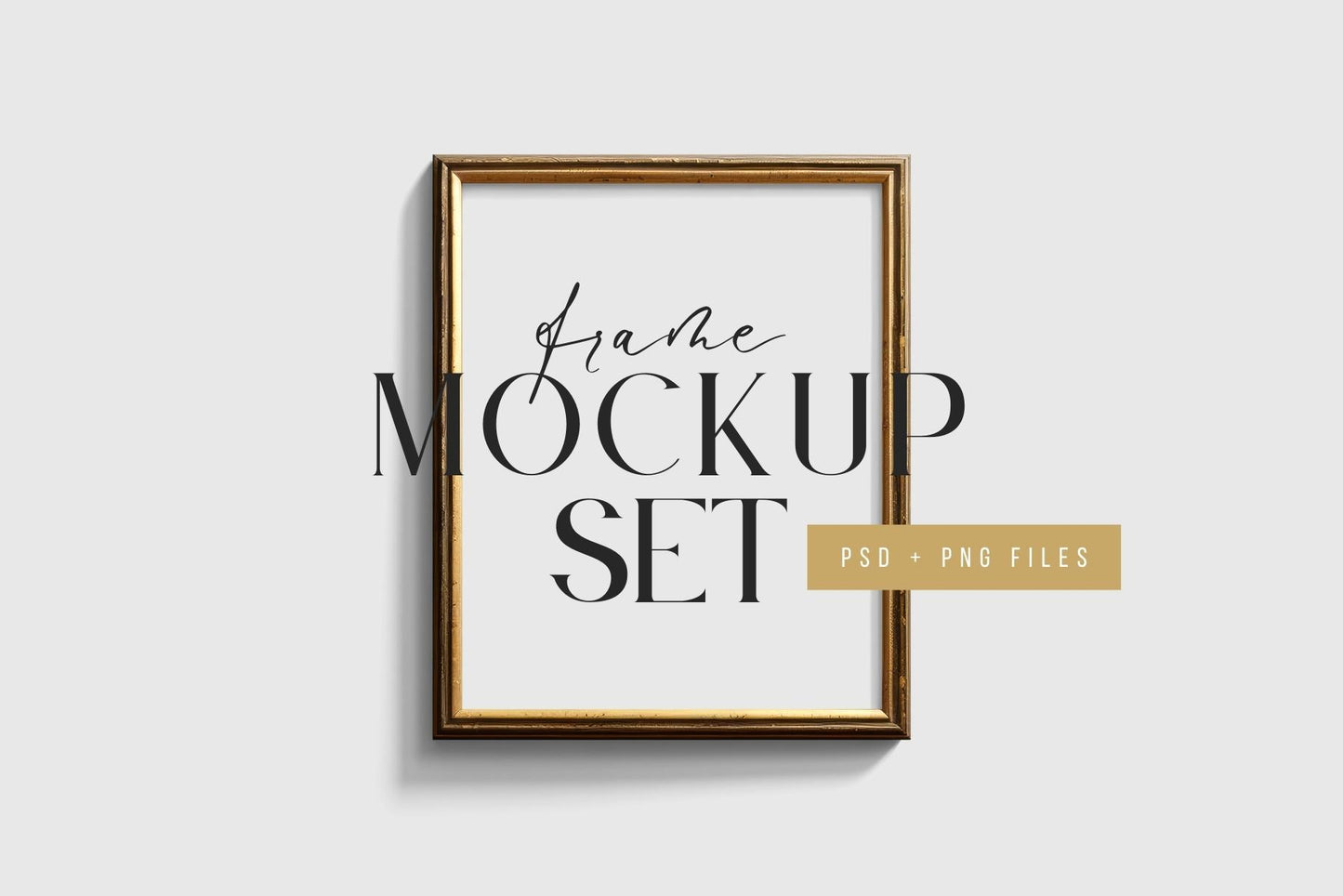 Metallic Frame Mockup Set of 2 Vertical Frames 4:5 | Vintage Gold Frame Mockup Set | PSD Template + Transparent PNG Files