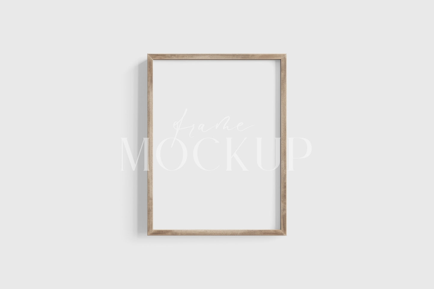 Thin Wooden Frame Mockup 3:4 Portrait Vertical Frame Mockup PNG + PSD Template