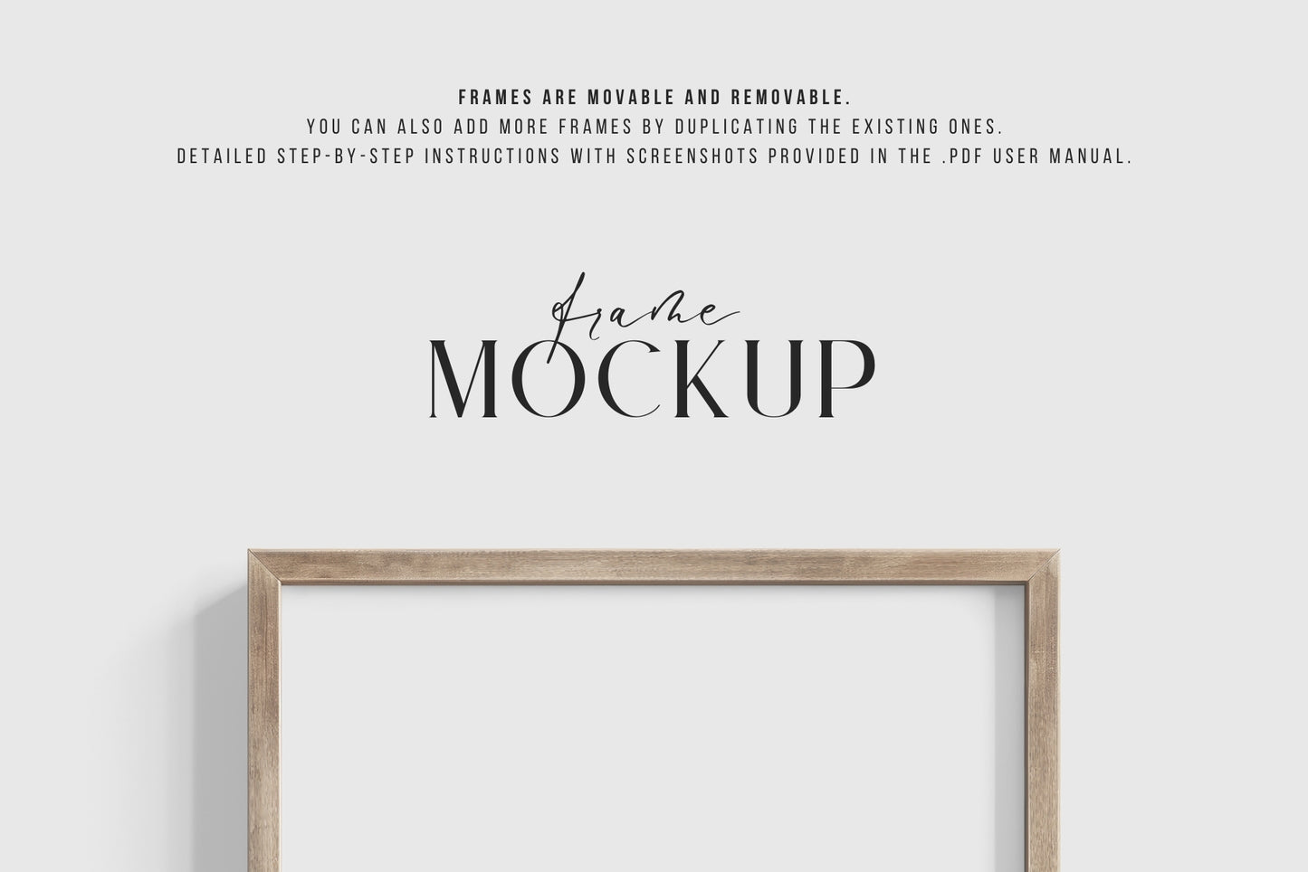 Thin Wooden Frame Mockup 3:4 Portrait Vertical Frame Mockup PNG + PSD Template