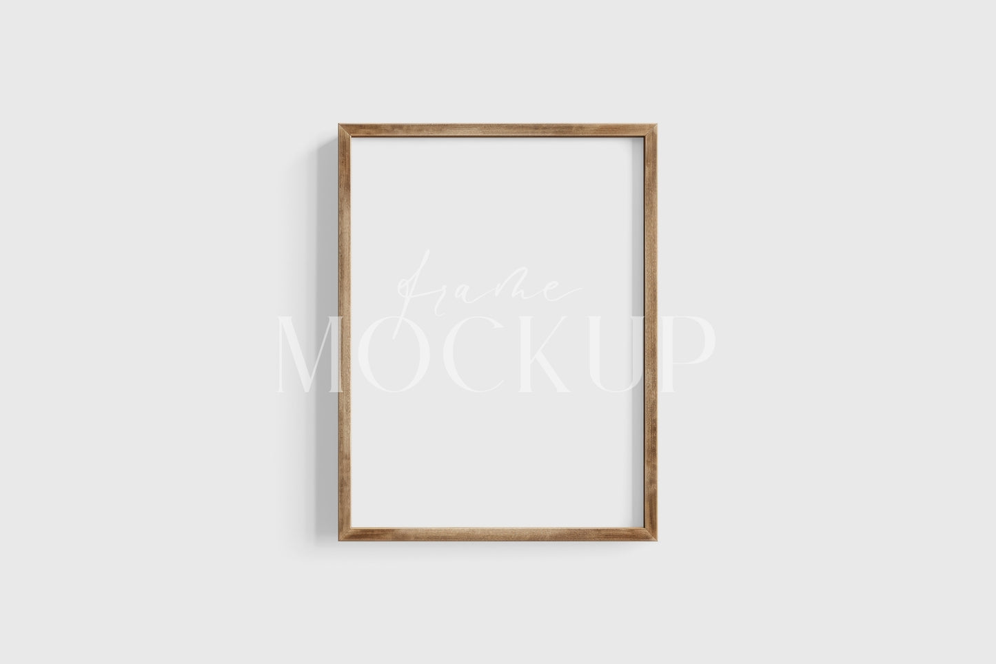 Thin Wooden Frame Mockup 3:4 Portrait Vertical Frame Mockup PNG + PSD Template