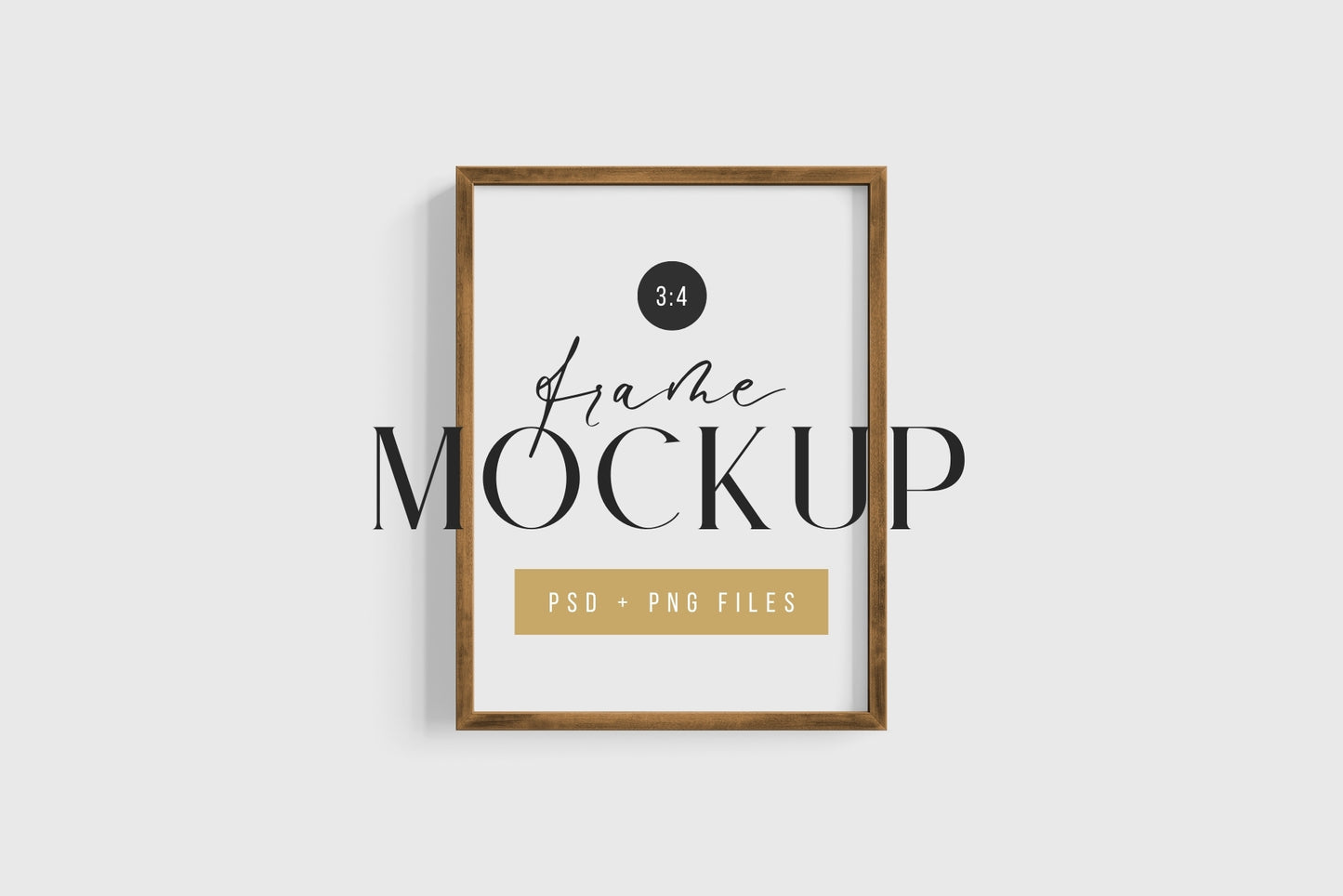 Thin Wooden Frame Mockup 3:4 Portrait Vertical Frame Mockup PNG + PSD Template