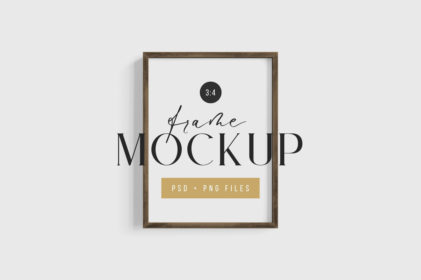 Thin Wooden Frame Mockup 3:4 Portrait Vertical Frame Mockup PNG + PSD Template