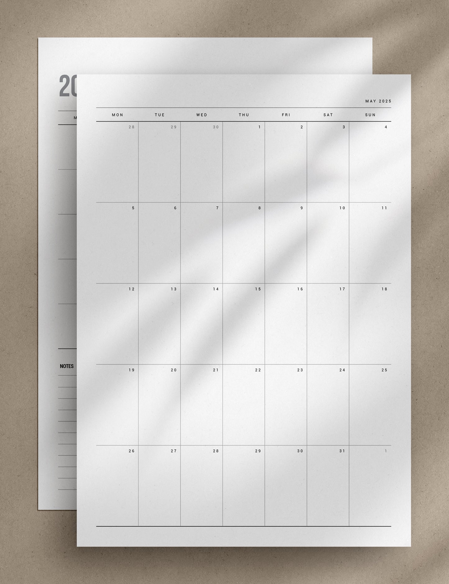2025 Printable Monthly Planner | Portrait | Vertical | A4 | US Letter | Sunday + Monday Start | Printable Planner Pages | 2025 Calendar | Minimal Aesthetic | Clean Design | PDF + JPEG | Planner Printables | Bonus Pages: Undated Monthly, Weekly, and Daily Planners, To-Do List, and Notes