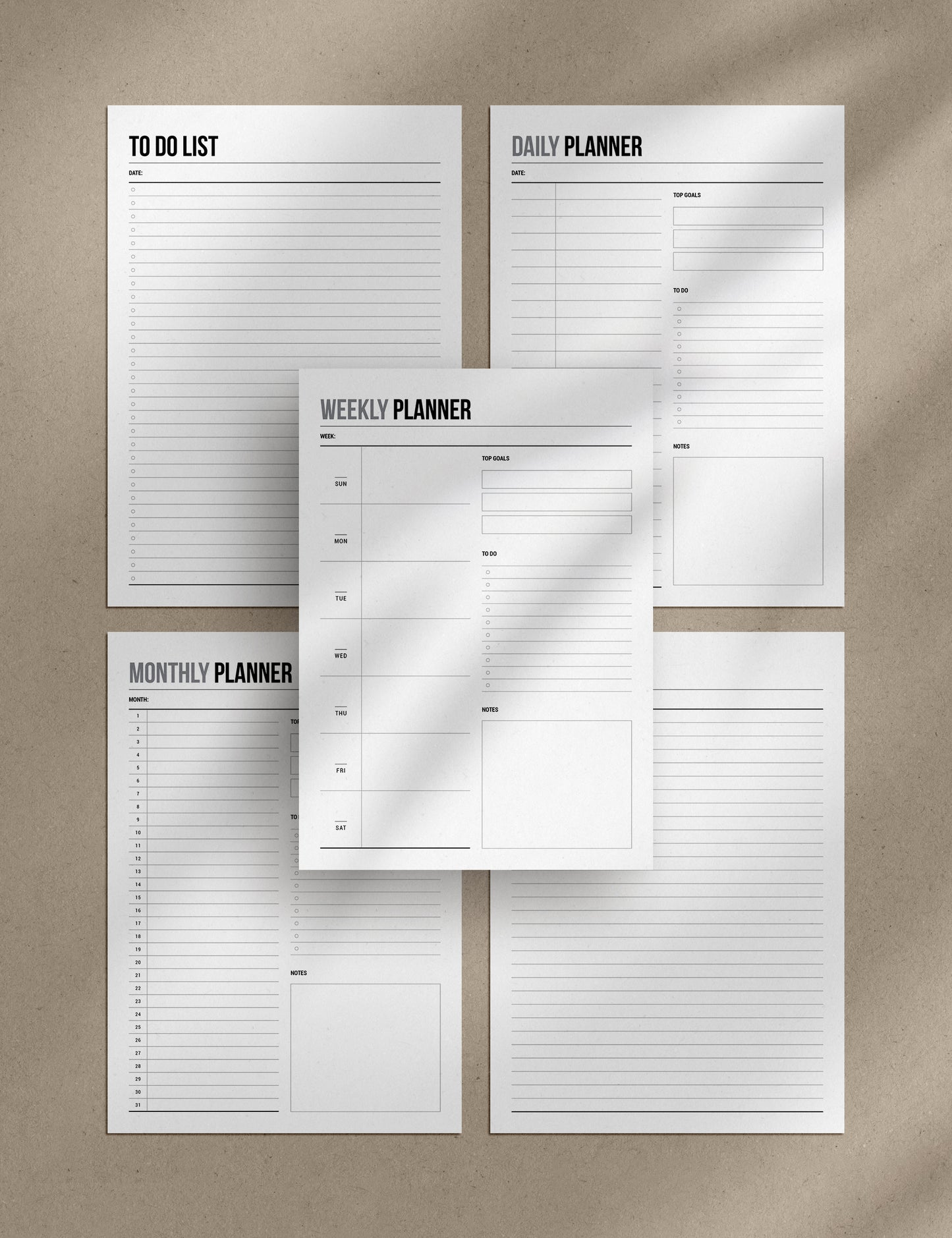 2025 Printable Monthly Planner | Portrait | Vertical | A4 | US Letter | Sunday + Monday Start | Printable Planner Pages | 2025 Calendar | Minimal Aesthetic | Clean Design | PDF + JPEG | Planner Printables | Bonus Pages: Undated Monthly, Weekly, and Daily Planners, To-Do List, and Notes