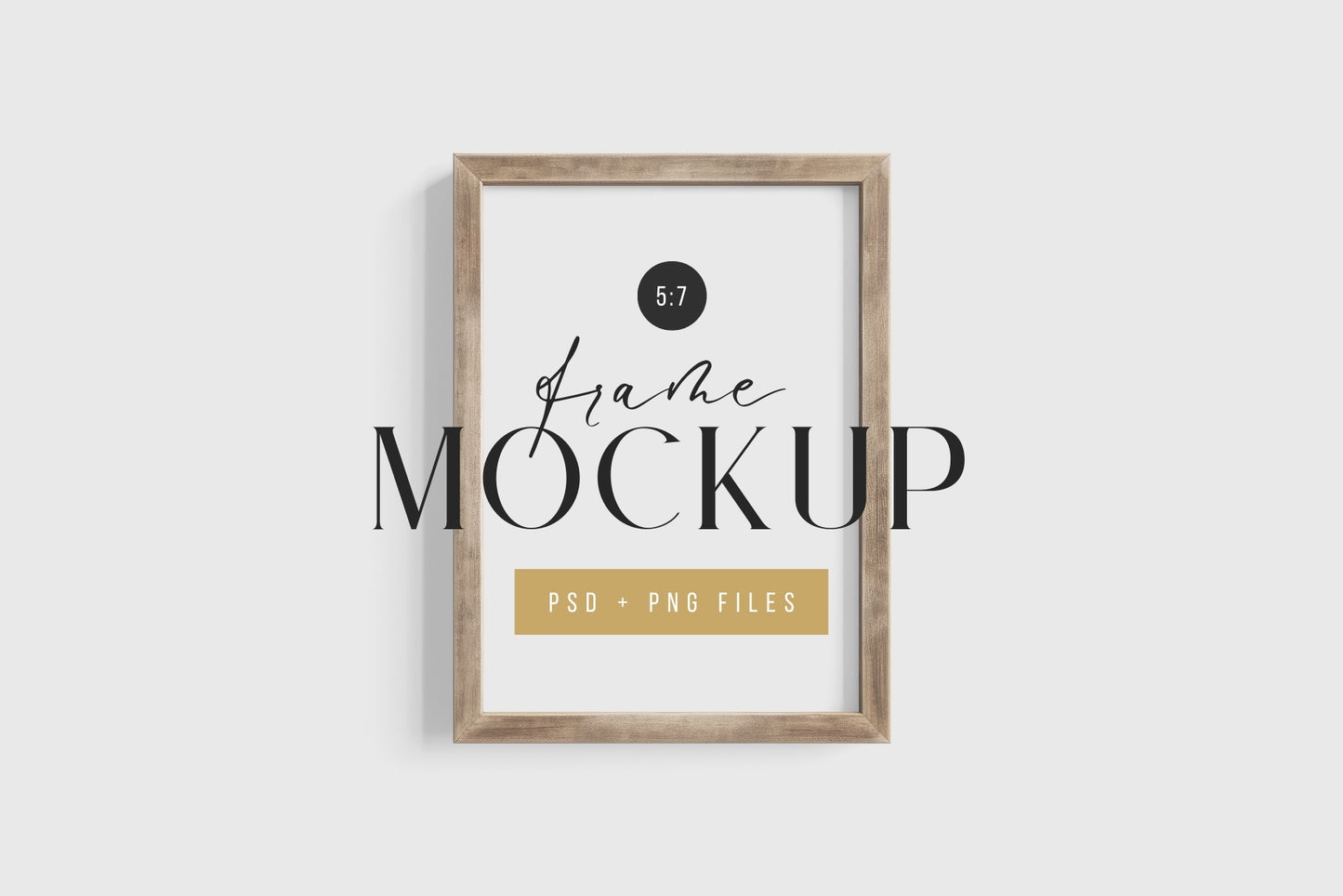 Thick Wooden Frame Mockup 5:7 A4 Portrait Vertical Frame Mockup PNG + PSD Template