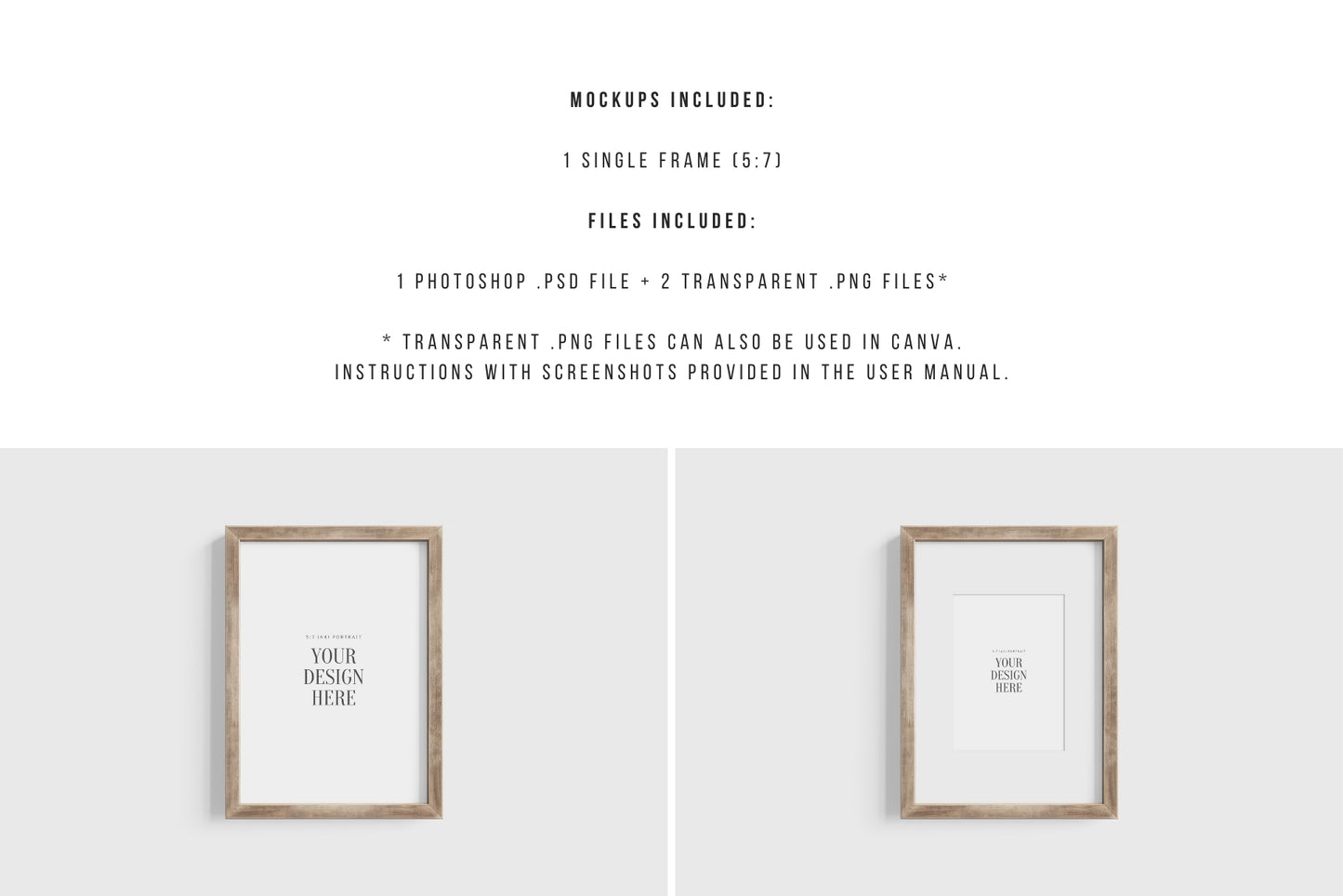 Thick Wooden Frame Mockup 5:7 A4 Portrait Vertical Frame Mockup PNG + PSD Template