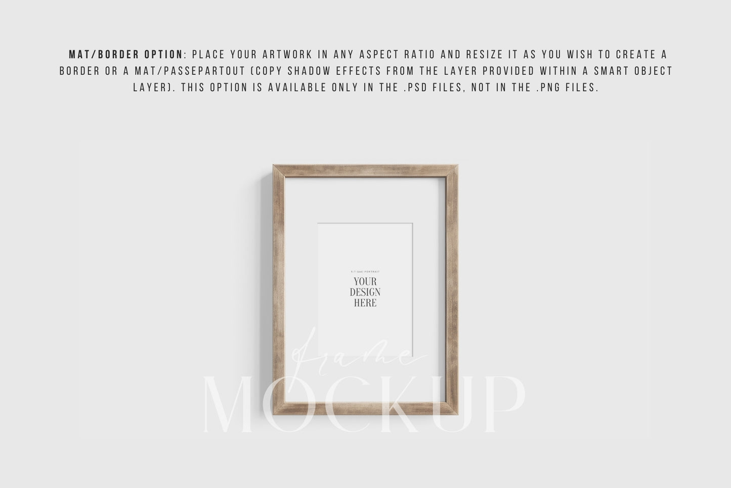 Thick Wooden Frame Mockup 5:7 A4 Portrait Vertical Frame Mockup PNG + PSD Template