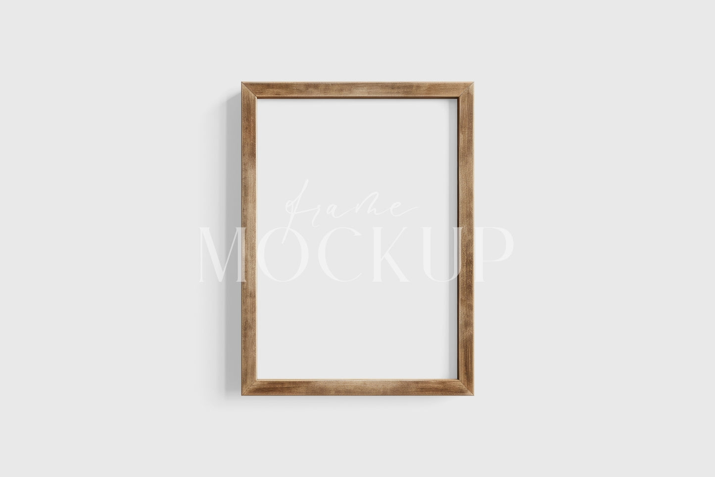 Thick Wooden Frame Mockup 5:7 A4 Portrait Vertical Frame Mockup PNG + PSD Template