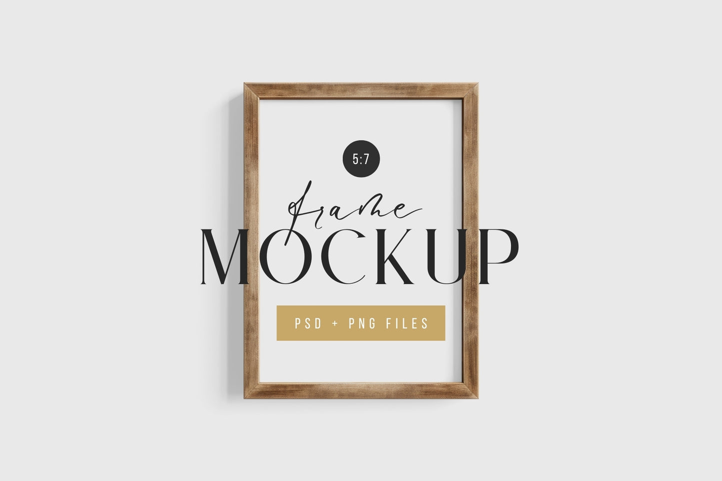 Thick Wooden Frame Mockup 5:7 A4 Portrait Vertical Frame Mockup PNG + PSD Template