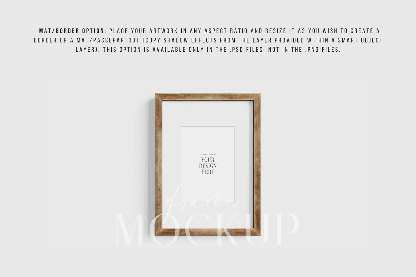 Thick Wooden Frame Mockup 5:7 A4 Portrait Vertical Frame Mockup PNG + PSD Template