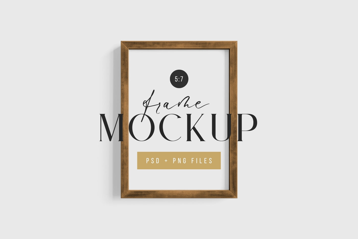 Thick Wooden Frame Mockup 5:7 A4 Portrait Vertical Frame Mockup PNG + PSD Template