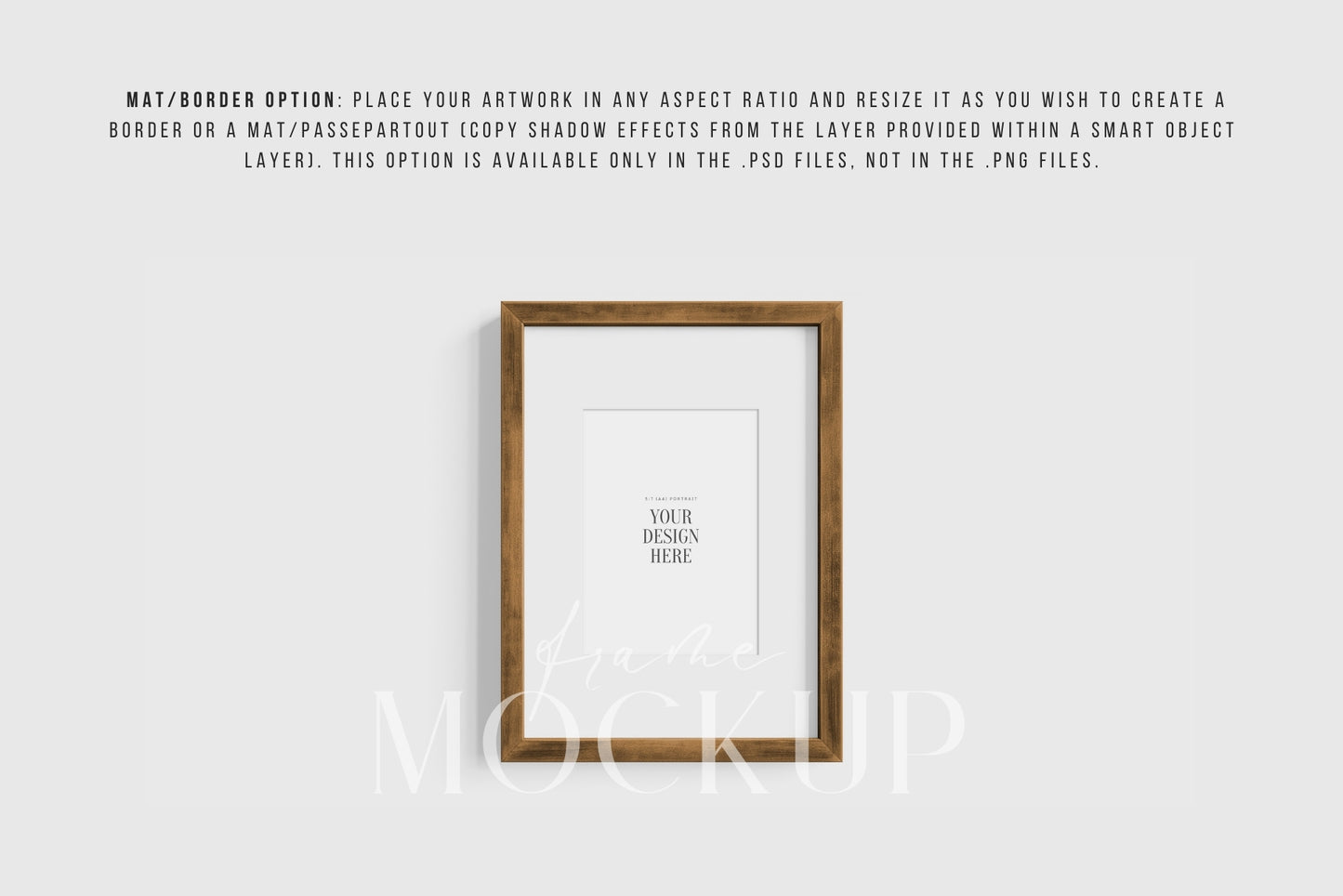 Thick Wooden Frame Mockup 5:7 A4 Portrait Vertical Frame Mockup PNG + PSD Template
