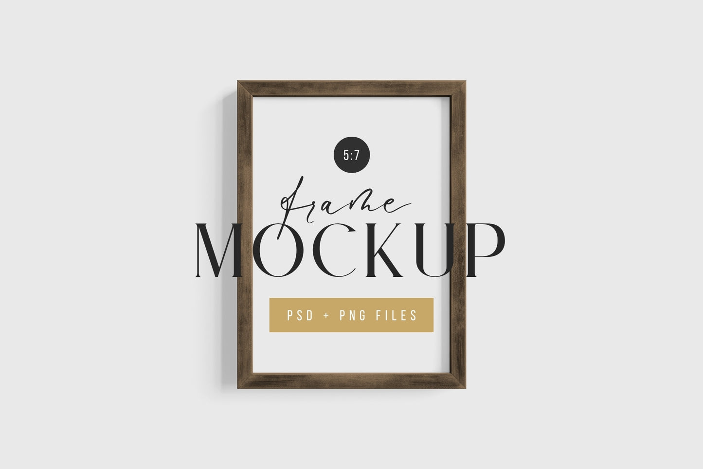 Thick Wooden Frame Mockup 5:7 A4 Portrait Vertical Frame Mockup PNG + PSD Template