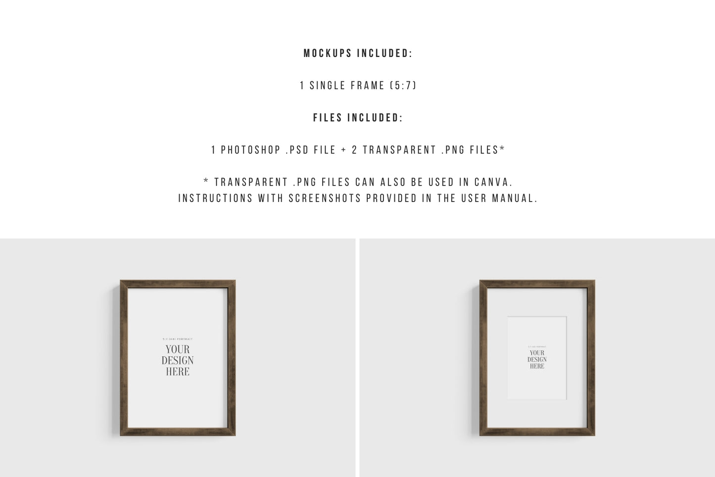 Thick Wooden Frame Mockup 5:7 A4 Portrait Vertical Frame Mockup PNG + PSD Template