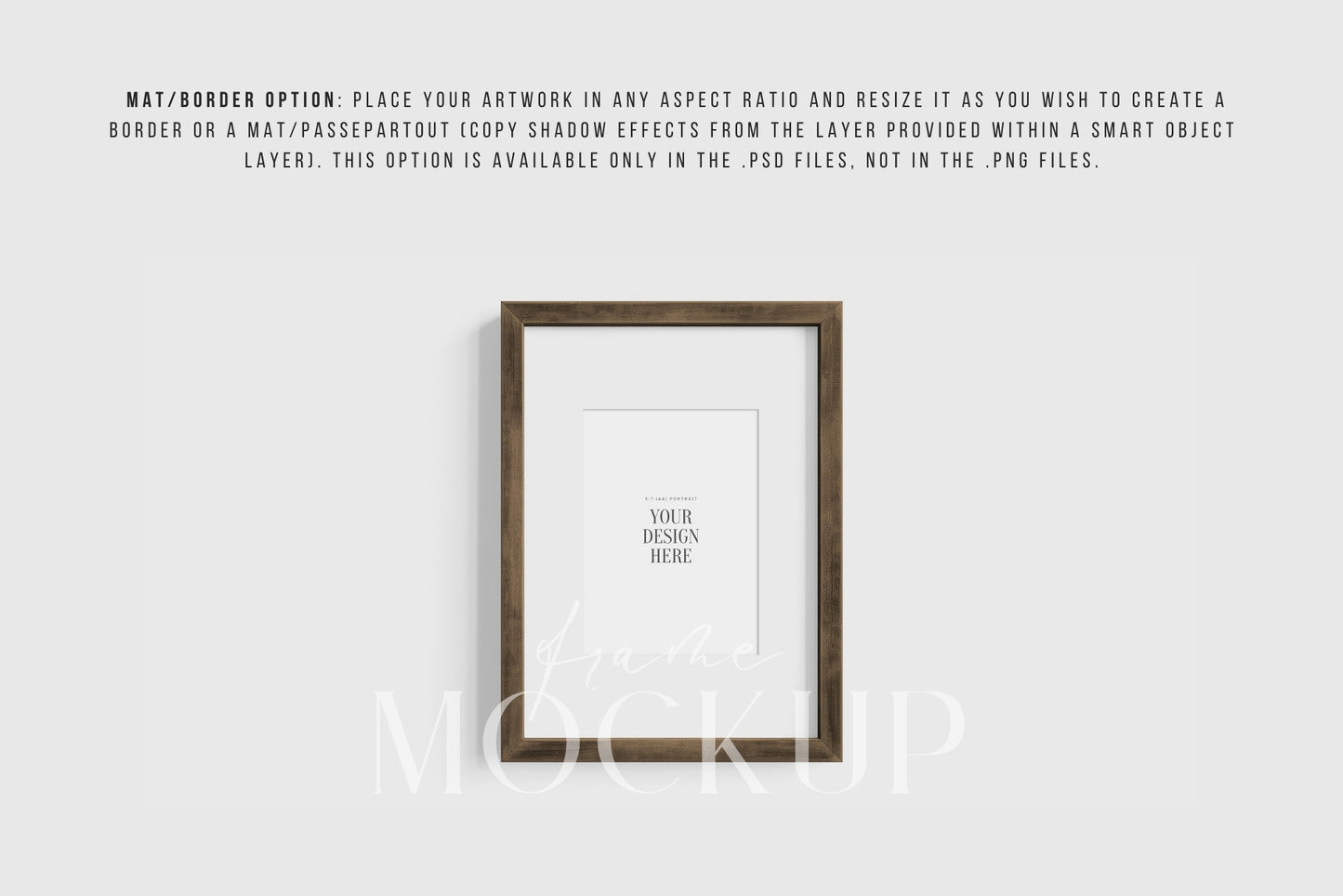 Thick Wooden Frame Mockup 5:7 A4 Portrait Vertical Frame Mockup PNG + PSD Template