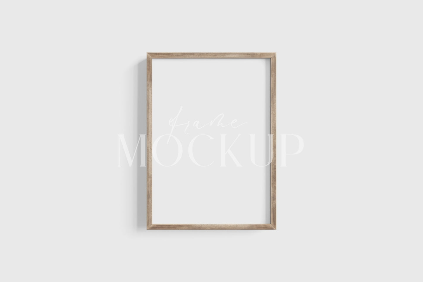 Thin Wooden Frame Mockup 5:7 A4 Portrait Vertical Frame Mockup PNG + PSD Template