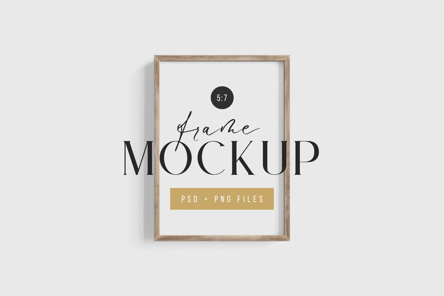 Thin Wooden Frame Mockup 5:7 A4 Portrait Vertical Frame Mockup PNG + PSD Template