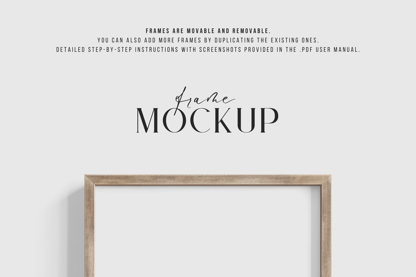 Thin Wooden Frame Mockup 5:7 A4 Portrait Vertical Frame Mockup PNG + PSD Template