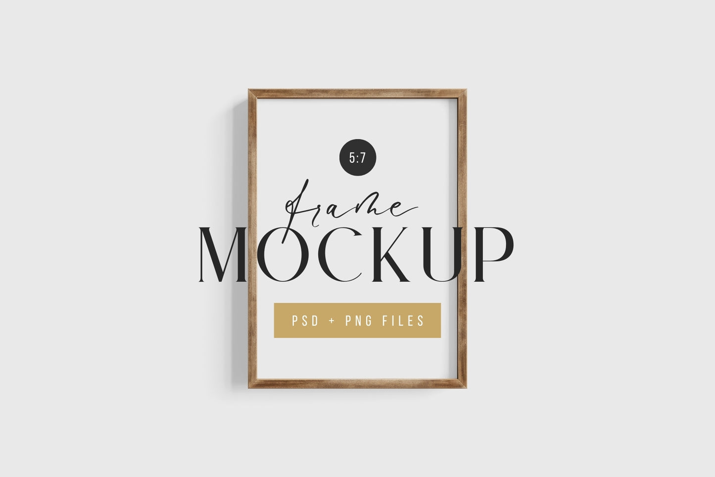 Thin Wooden Frame Mockup 5:7 A4 Portrait Vertical Frame Mockup PNG + PSD Template