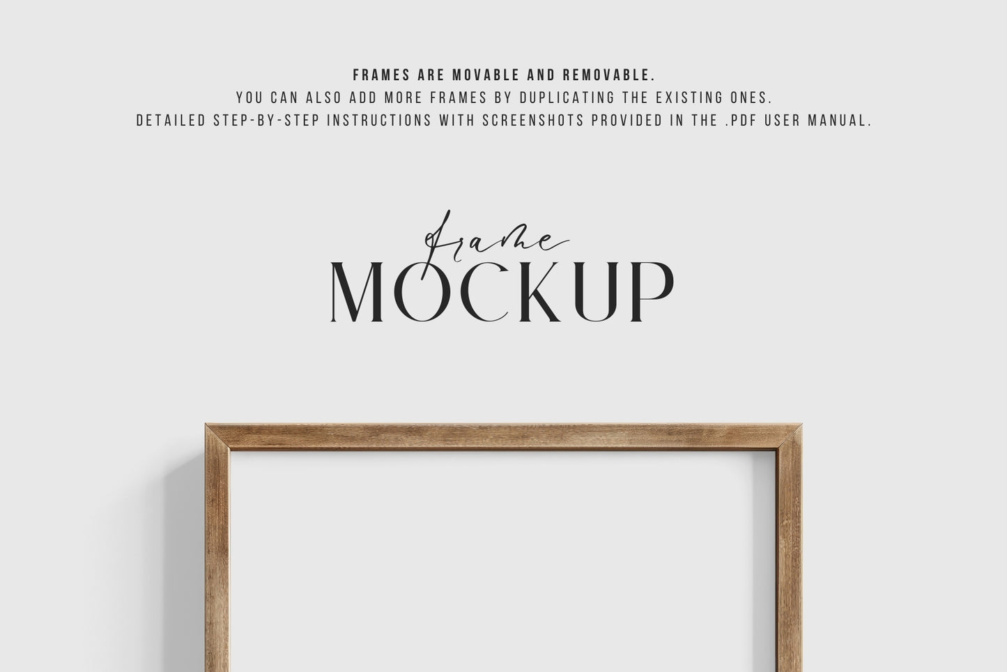 Thin Wooden Frame Mockup 5:7 A4 Portrait Vertical Frame Mockup PNG + PSD Template