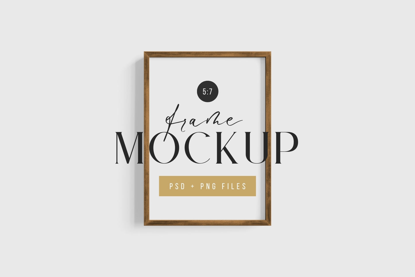 Thin Wooden Frame Mockup 5:7 A4 Portrait Vertical Frame Mockup PNG + PSD Template