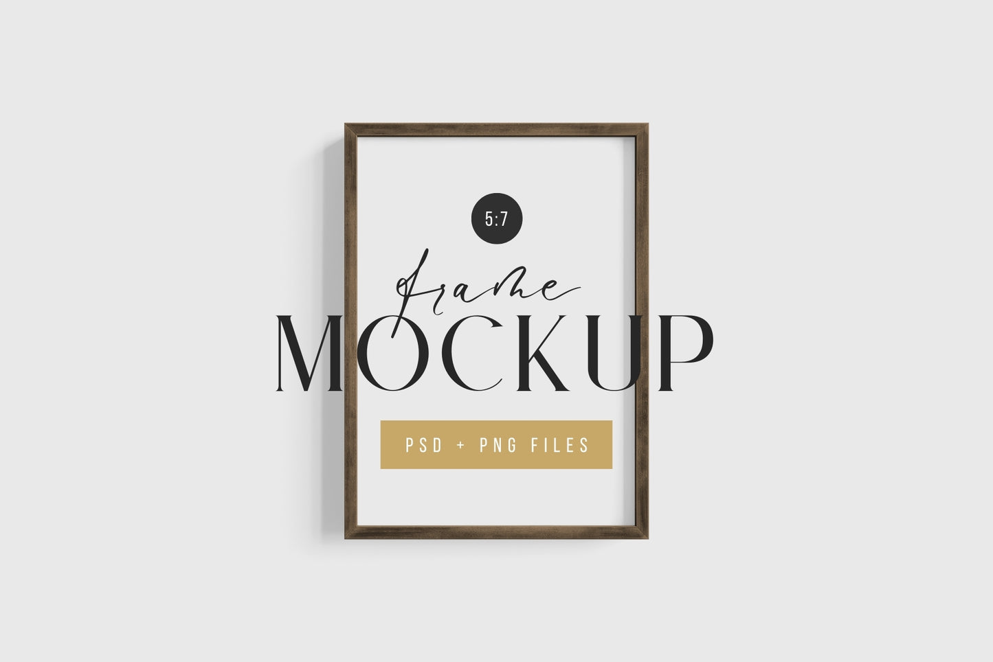 Thin Wooden Frame Mockup 5:7 A4 Portrait Vertical Frame Mockup PNG + PSD Template