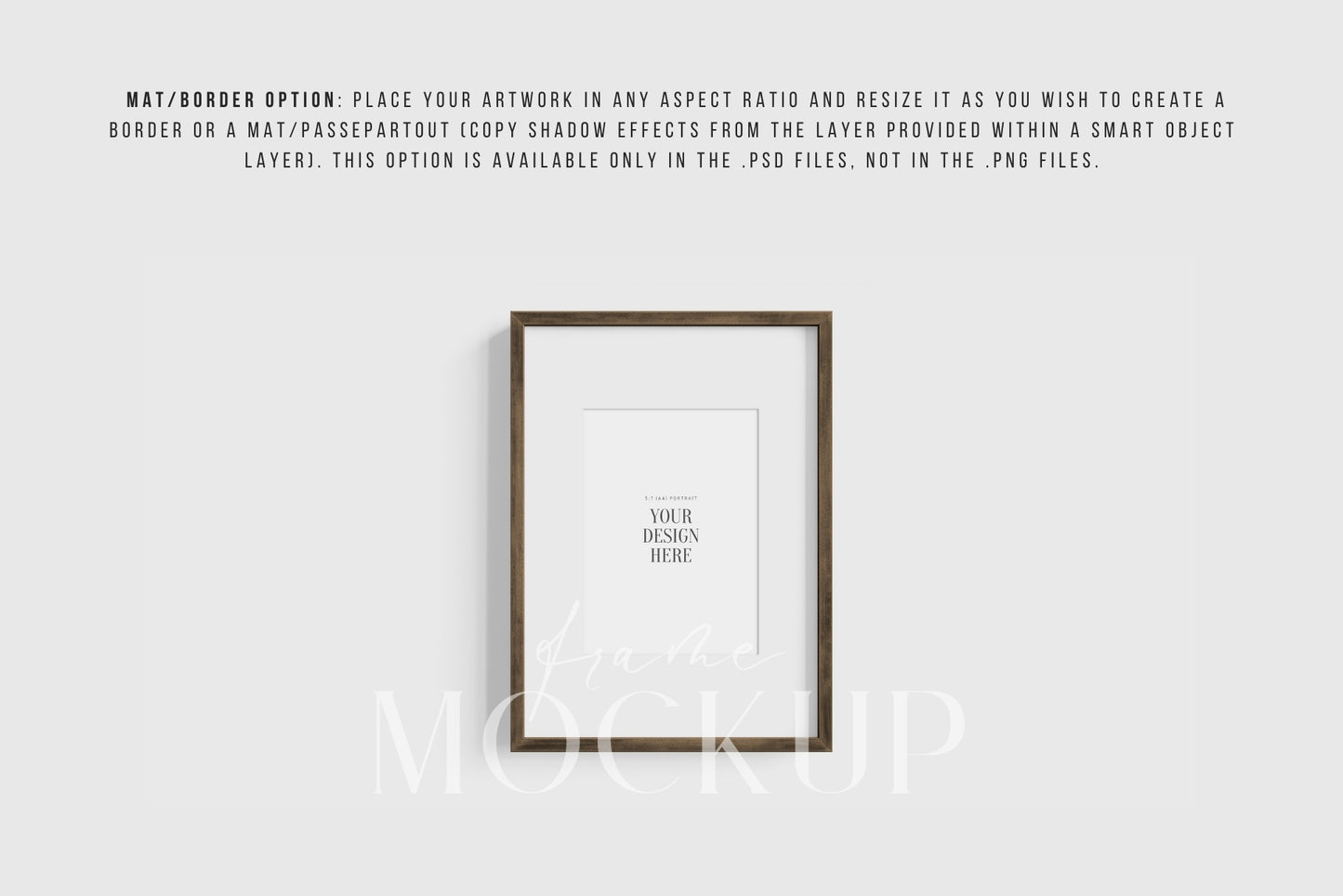 Thin Wooden Frame Mockup 5:7 A4 Portrait Vertical Frame Mockup PNG + PSD Template