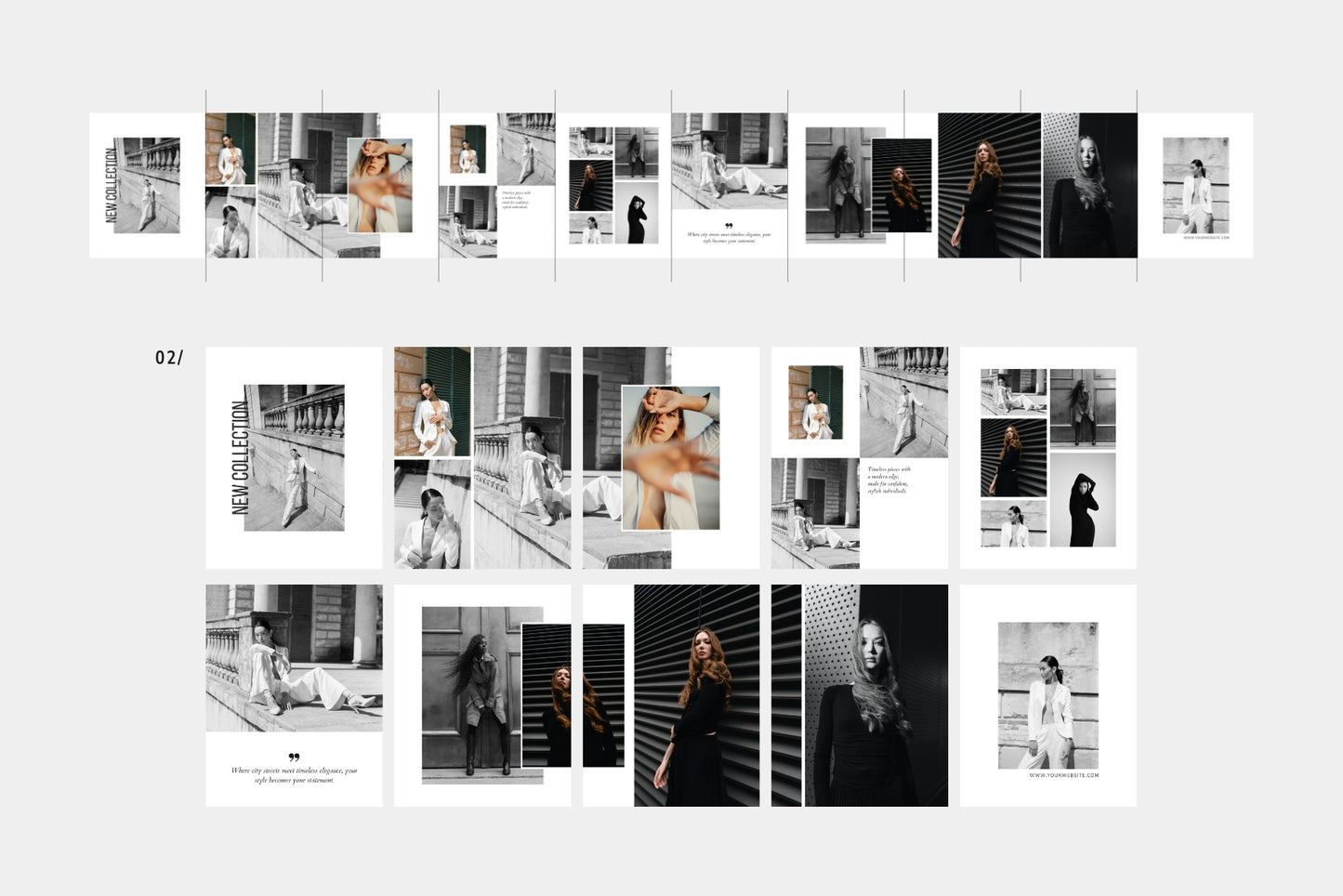 10-slide Instagram carousel Canva templates for editorial and fashion photography.