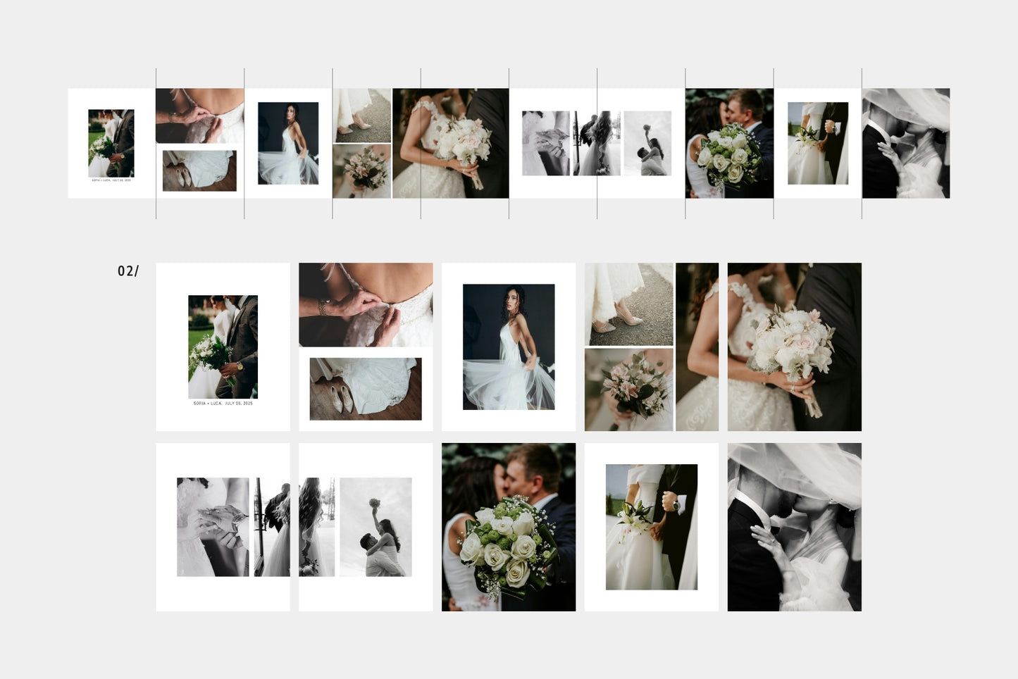 Modern Canva carousel templates for portrait and wedding photographers.