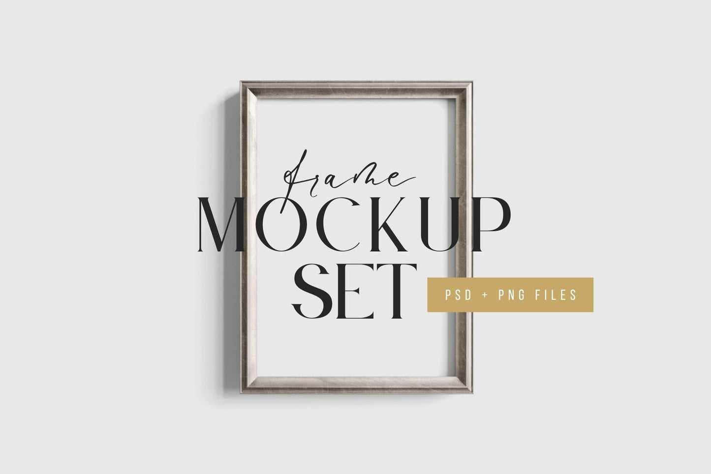 Metallic Frame Mockup Set of 6 Vertical Frames 5:7 A4 | Vintage Silver Frame Mockup Set | PSD Template + Transparent PNG Files