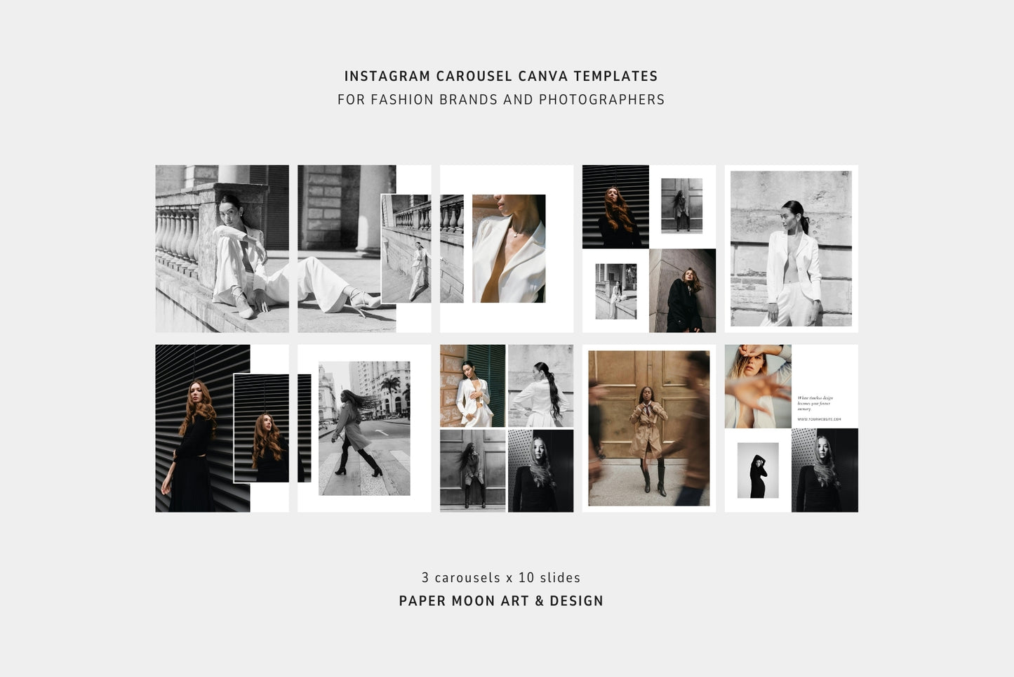 Editorial Instagram carousel posts for fashion brands and photographers Canva.