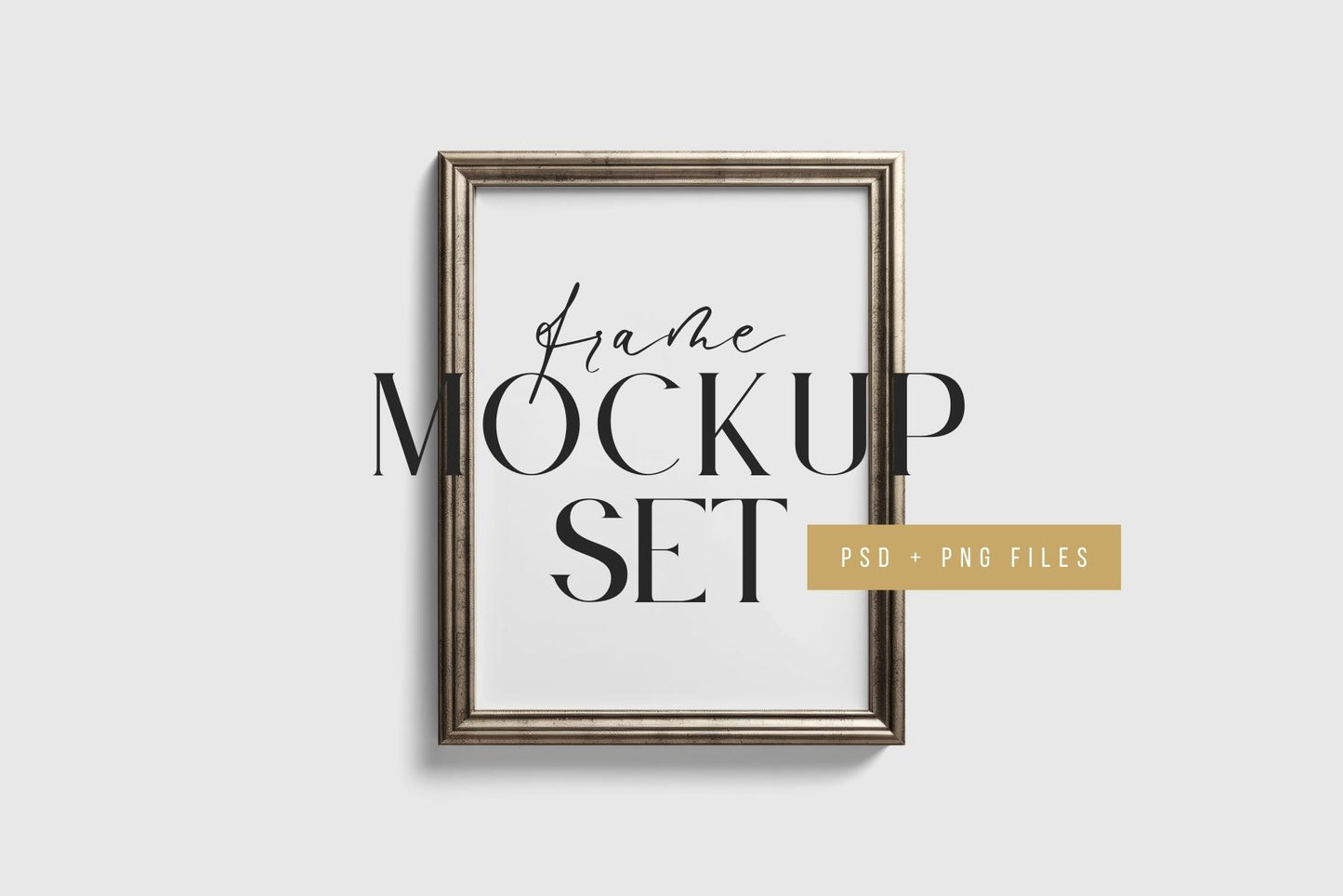 Metallic Frame Mockup Set of 6 Vertical Frames 3:4 | Vintage Silver Frame Mockup Set | PSD Template + Transparent PNG Files