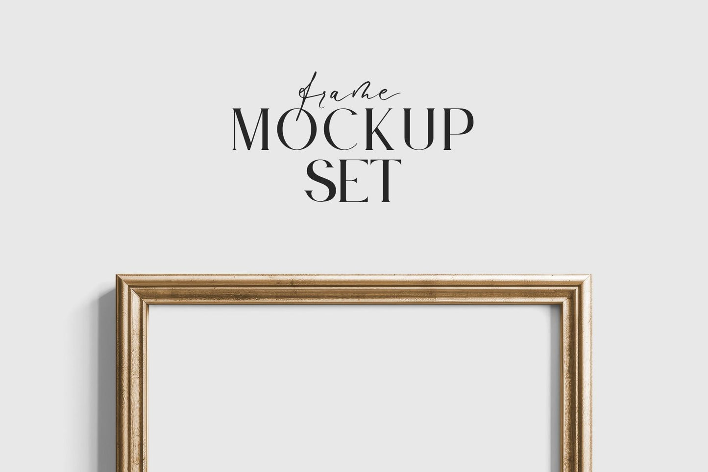 Gallery Wall Mockup | Metallic Frame Mockup Set of 8 Vertical Frames 5:7, 3:4 | Vintage Gold Frame Mockup Set | PSD Template + Transparent PNG Files