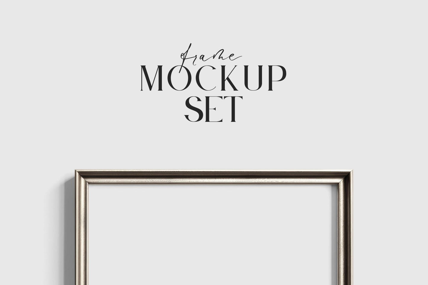 Gallery Wall Mockup | Metallic Frame Mockup Set of 8 Vertical Frames 5:7, 3:4 | Vintage Silver Frame Mockup Set | PSD Template + Transparent PNG Files