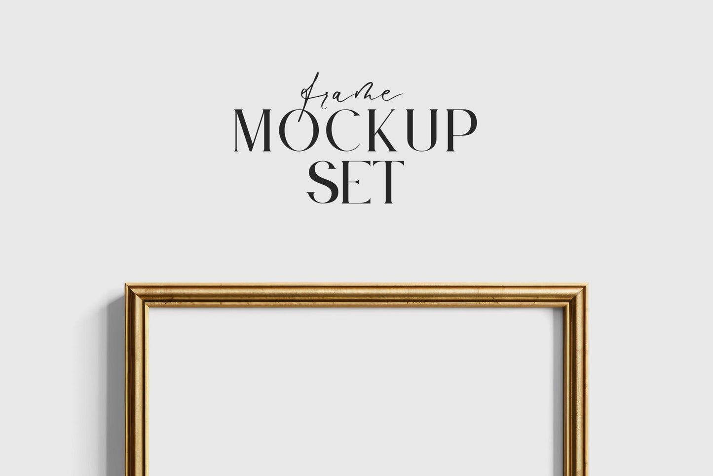 Gallery Wall Mockup | Metallic Frame Mockup Set of 8 Vertical Frames 5:7, 3:4 | Vintage Gold Frame Mockup Set | PSD Template + Transparent PNG Files