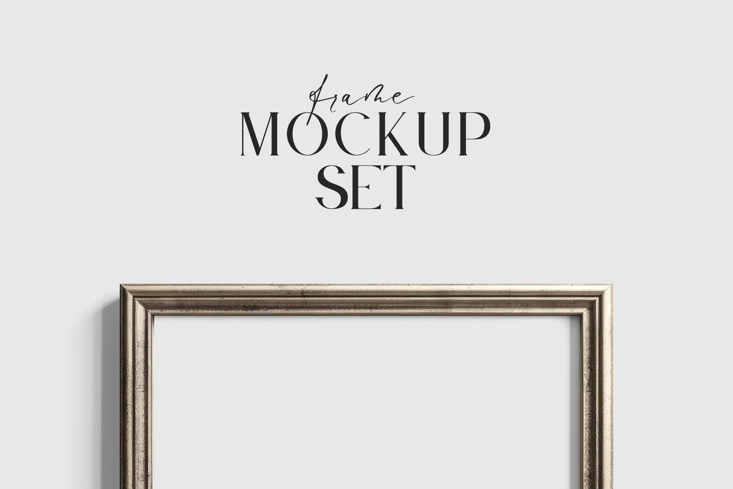 Gallery Wall Mockup | Metallic Frame Mockup Set of 5 Vertical Frames 5:7, 3:4 | Vintage Silver Frame Mockup Set | PSD Template + Transparent PNG Files