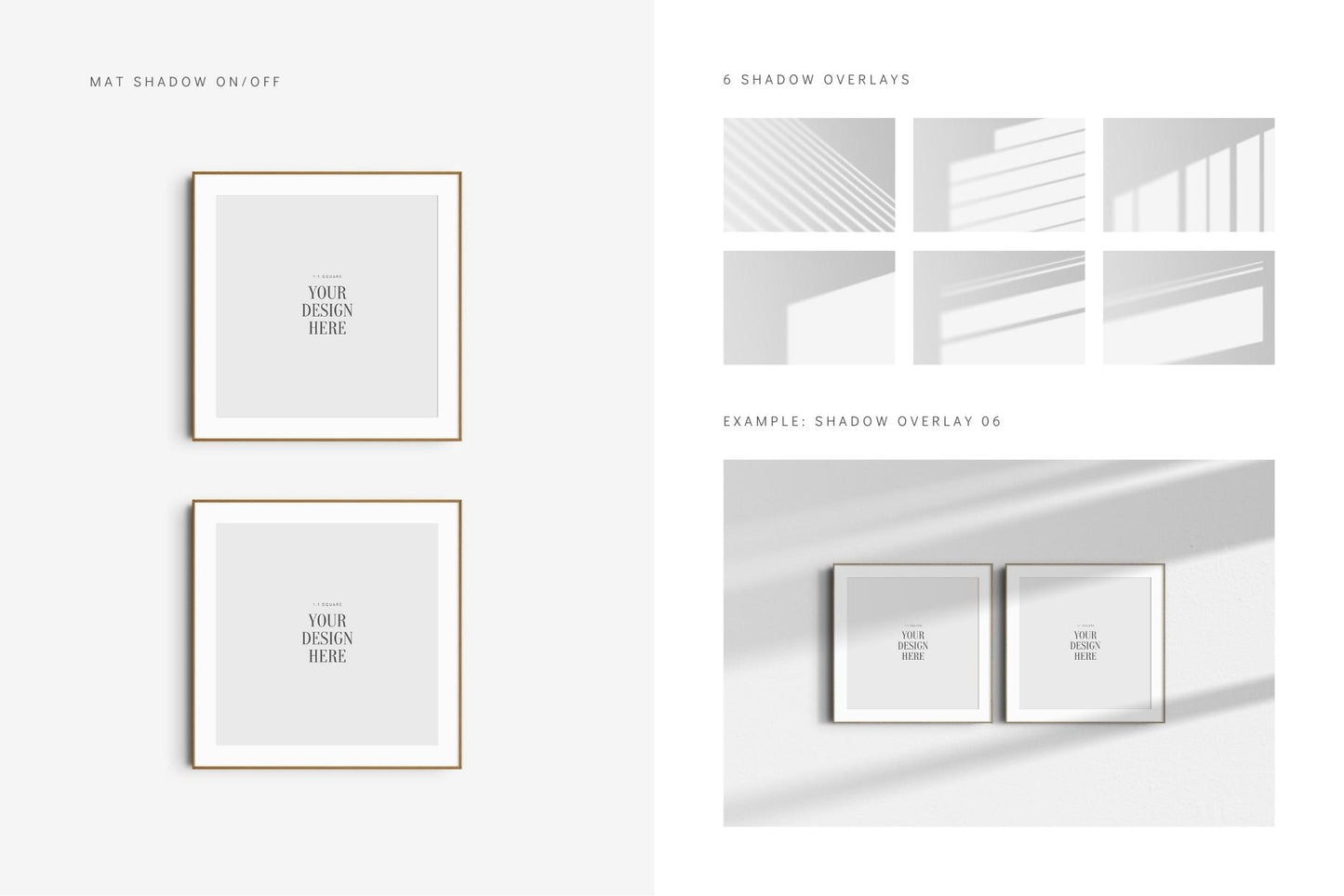 Frame Mockup BUNDLE 1:1 Square Frame Mockup Sets of 6, 4, 3, 2 + 1 Single Frames PSD Gallery Wall Mockups