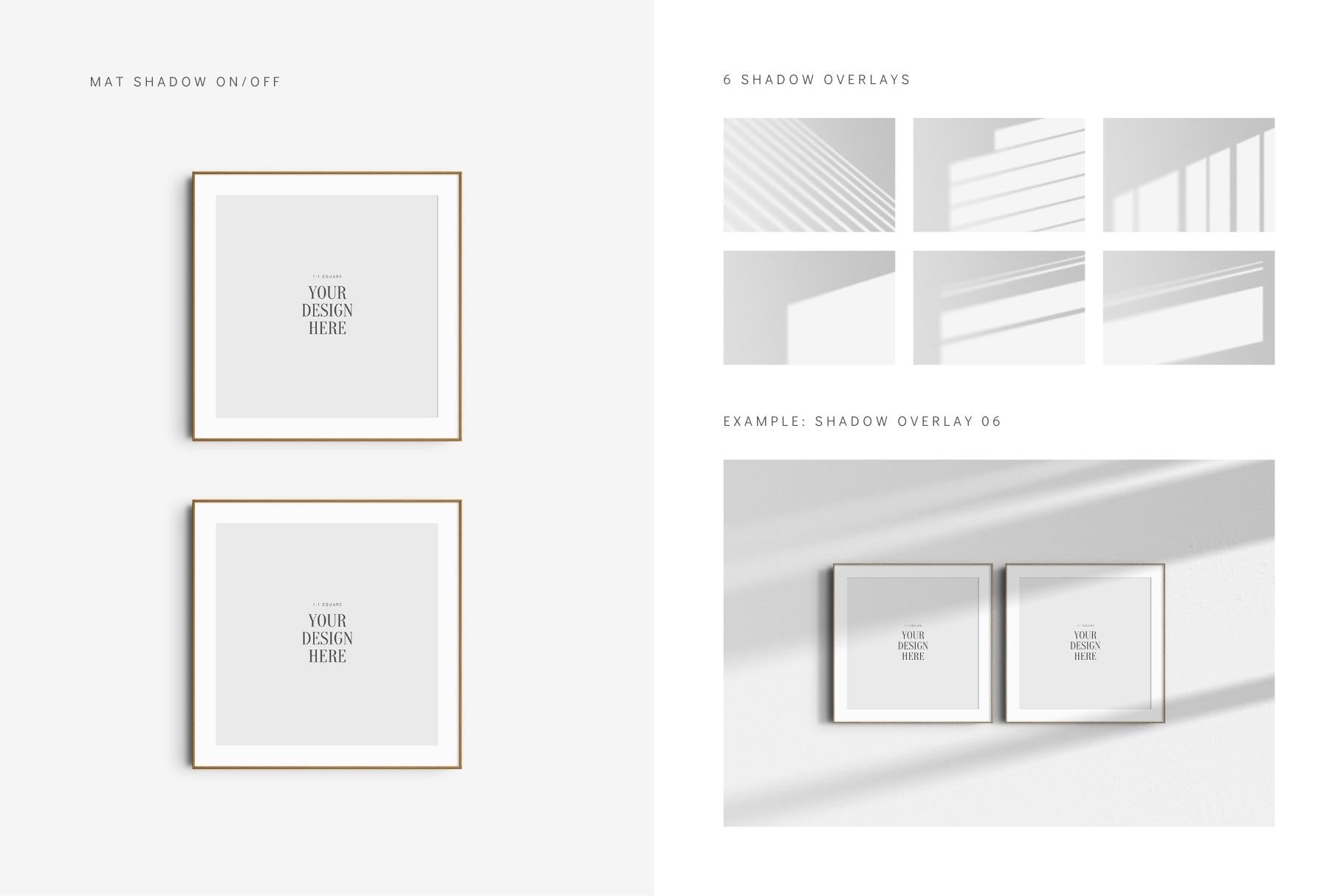 Frame Mockup BUNDLE 1:1 Square Frame Mockup Sets of 6, 4, 3, 2 + 1 Single Frames PSD Gallery Wall Mockups
