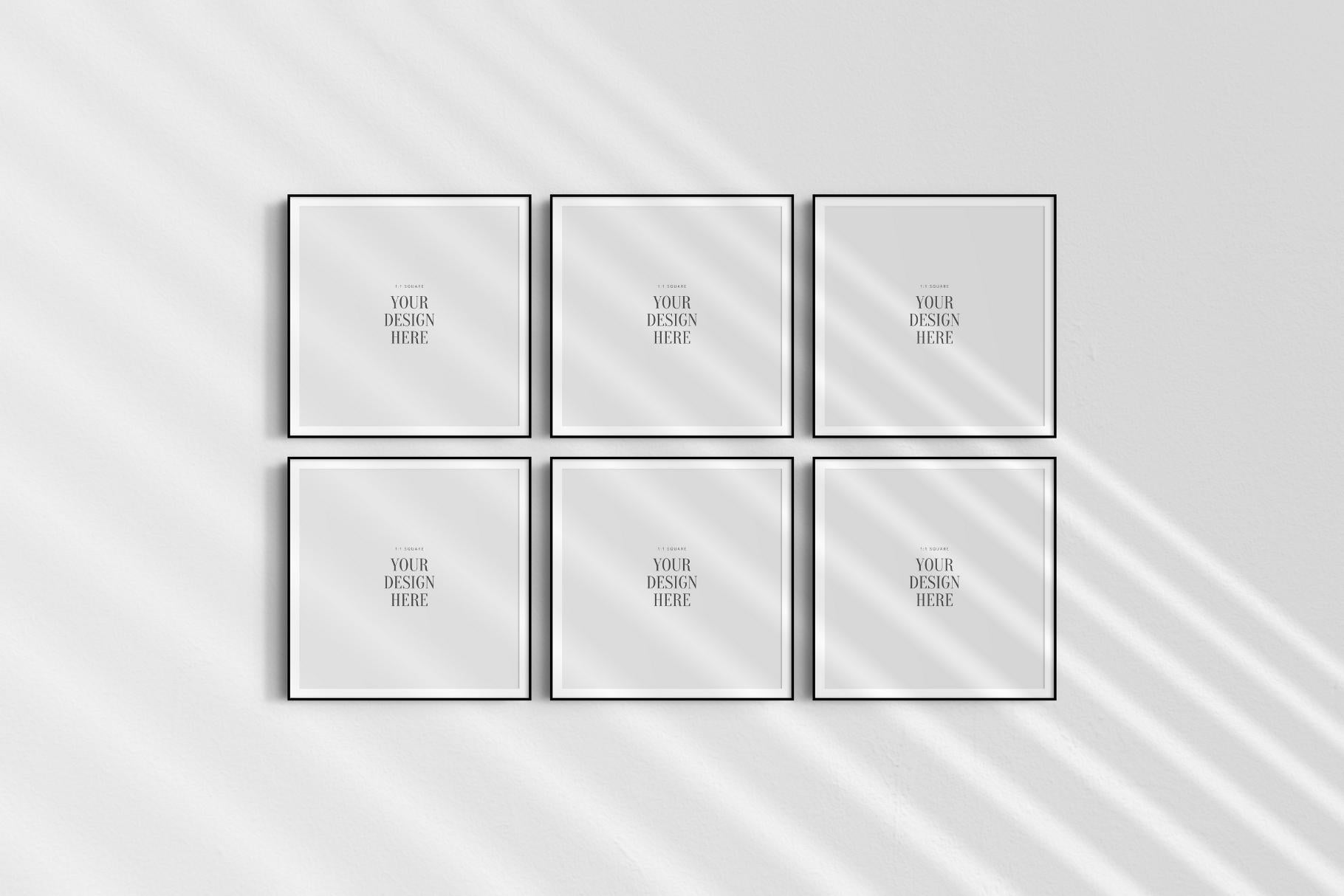Frame Mockup BUNDLE 1:1 Square Frame Mockup Sets of 6, 4, 3, 2 + 1 Single Frames PSD Gallery Wall Mockups