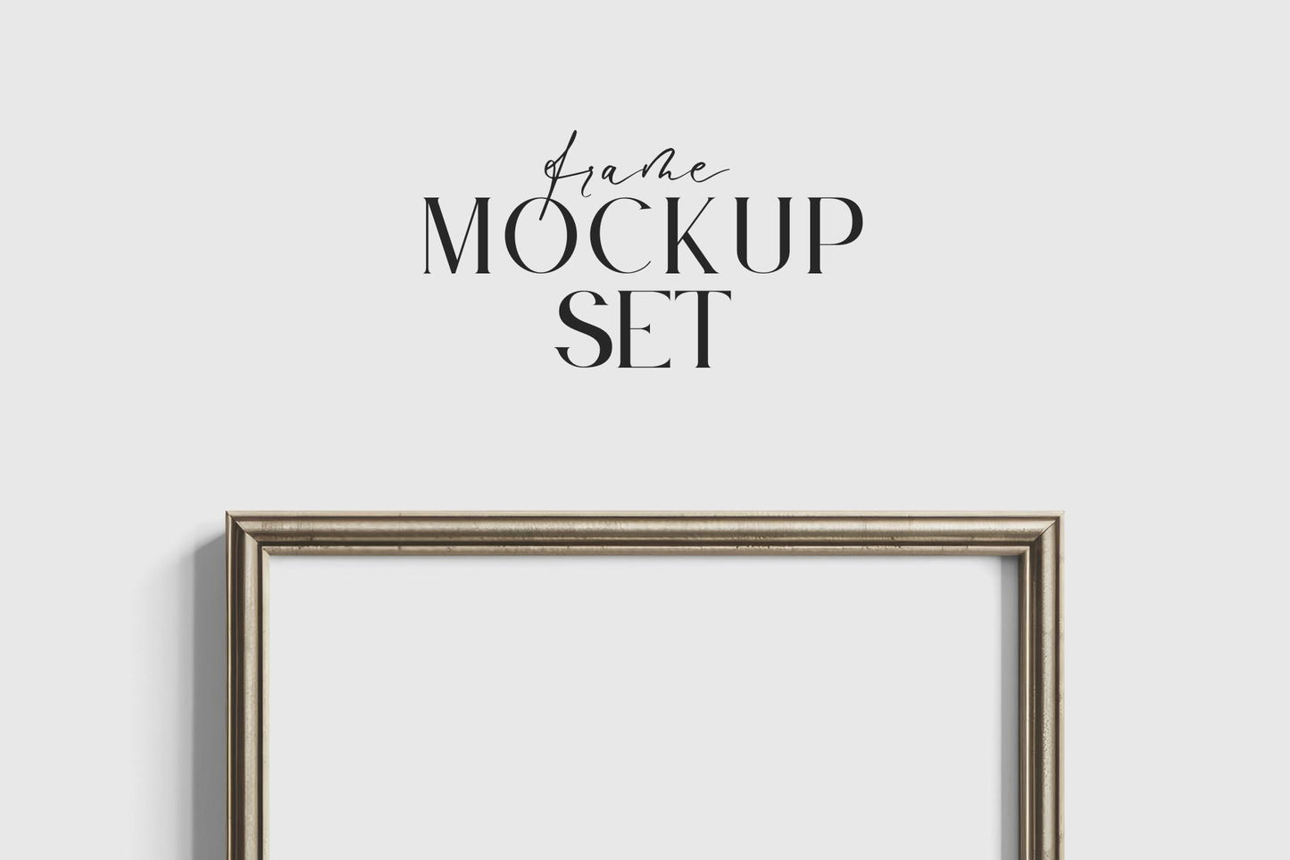Gallery Wall Mockup | Metallic Frame Mockup Set of 5 Vertical Frames 5:7, 3:4 | Vintage Silver Frame Mockup Set | PSD Template + Transparent PNG Files