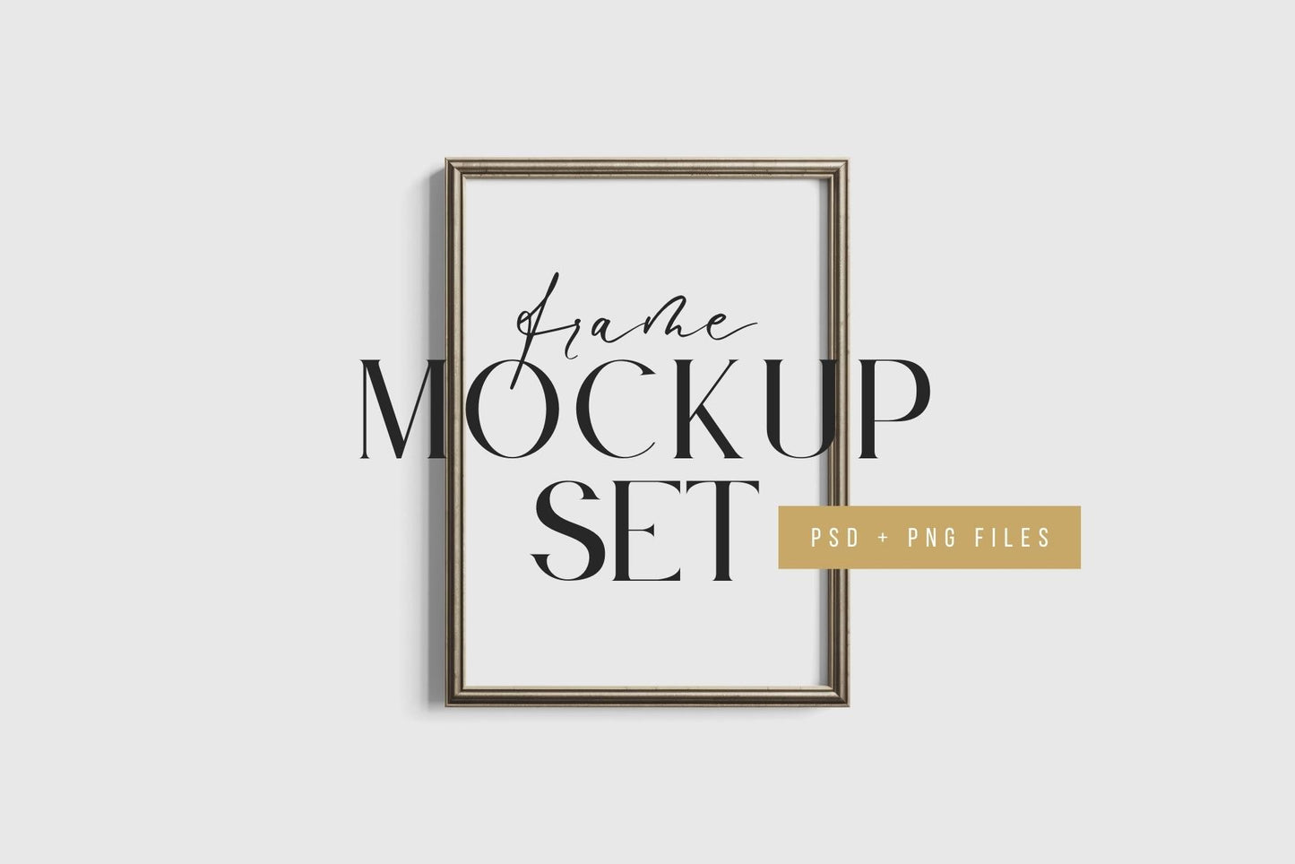 Gallery Wall Mockup | Metallic Frame Mockup Set of 5 Vertical Frames 5:7, 3:4 | Vintage Silver Frame Mockup Set | PSD Template + Transparent PNG Files