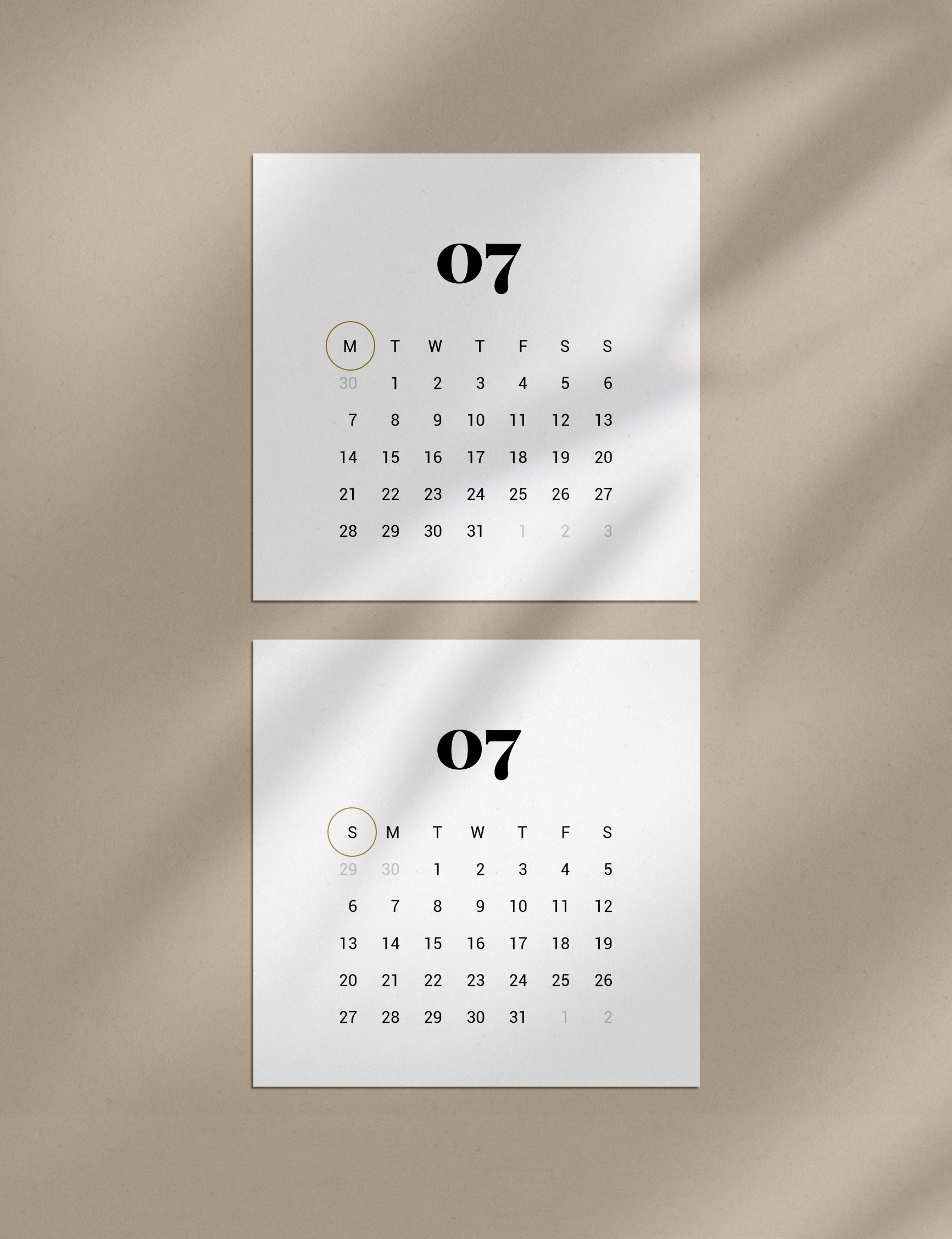 2025 Calendar | 4x4 | 3x3 | 2x2 | Printable Journaling & Planner Cards | Printable Mini Calendar 2025 | Bujo Calendar 2025 | Minimal Aesthetic | Clean Design | Monday Start + Sunday Start | PDF + JPEG | 01
