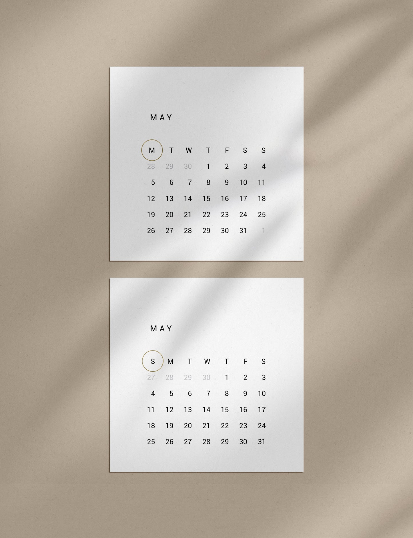 2025 Calendar | 4x4 | 3x3 | 2x2 | Printable Journaling and Planner Cards | Printable Mini Calendar 2025 | Bujo Calendar 2025 | Minimal Aesthetic | Clean Design | Monday Start + Sunday Start | PDF + JPEG | 03