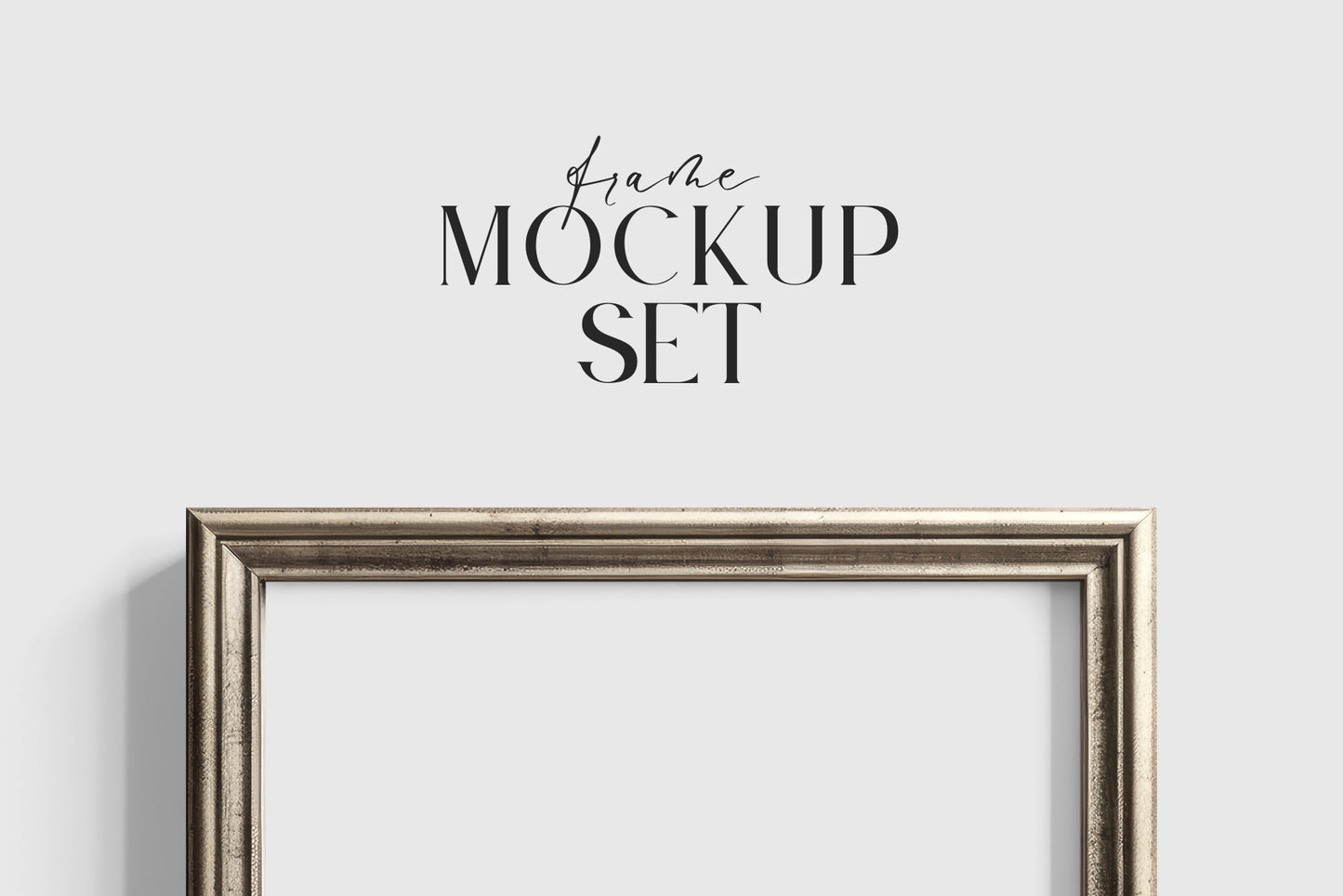 Silver Metallic Gallery Wall Mockup | Frame Mockup Set of 10 Vertical and Horizontal Frames | Vintage Silver Frame Mockup Set | PSD Template + Transparent PNG Files