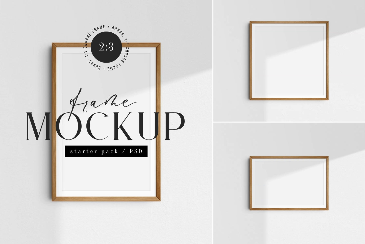 2:3 3:2 Frame Mockup Set | Vertical, Horizontal, Square | PSD