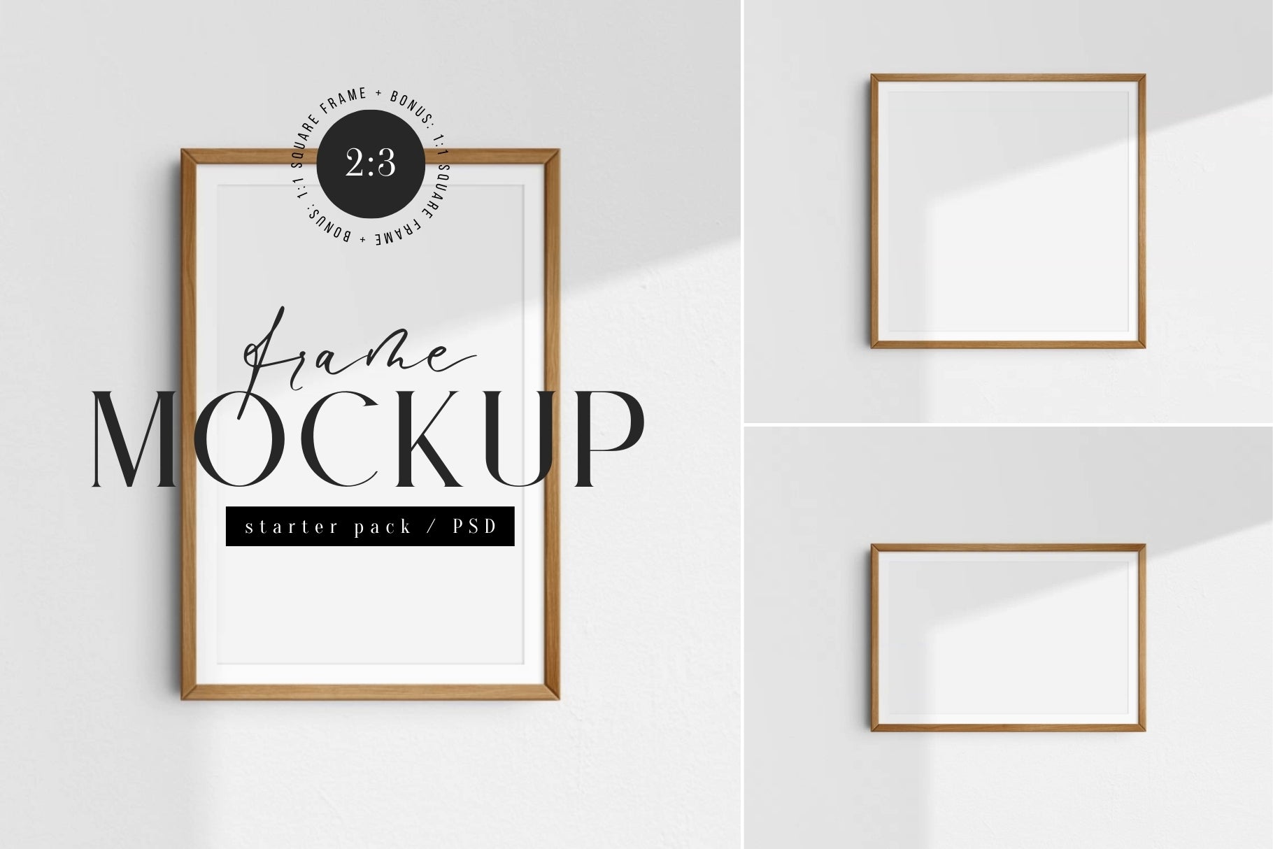 2:3 3:2 Frame Mockup Set | Vertical, Horizontal, Square | PSD